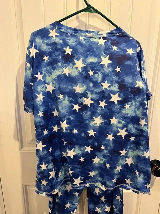Ekouaer Blue Star Print Pajama Set - 2XL - Picture 4 of 6